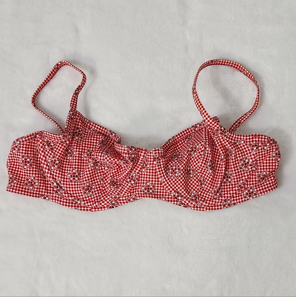 New!Pink X Frankies Bikini‎ Buttercup Bikini Top Ladybug Lane Red Gingham